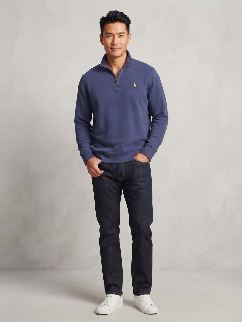 Vintage Polo Ralph Lauren Blue Quarter Zip Pullover Men's XXL Sweater